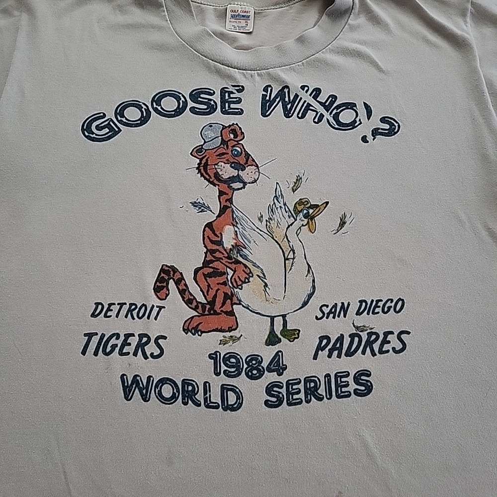VINTAGE 1984 World Series Sportswear Detroit Tigers‎ "Goose Who?" Padres RARE XL